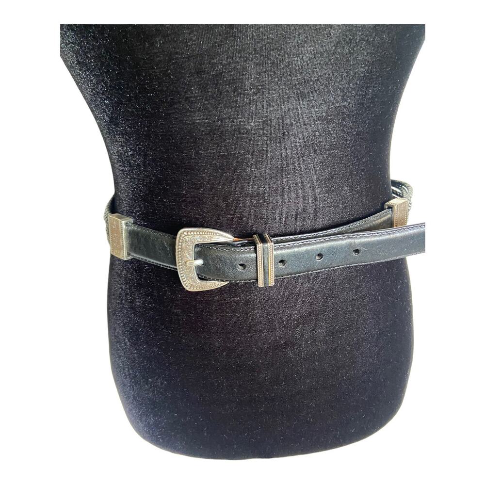 Brighton 30133 Womens Braided Black Silver Belt M‎ 30 Leather